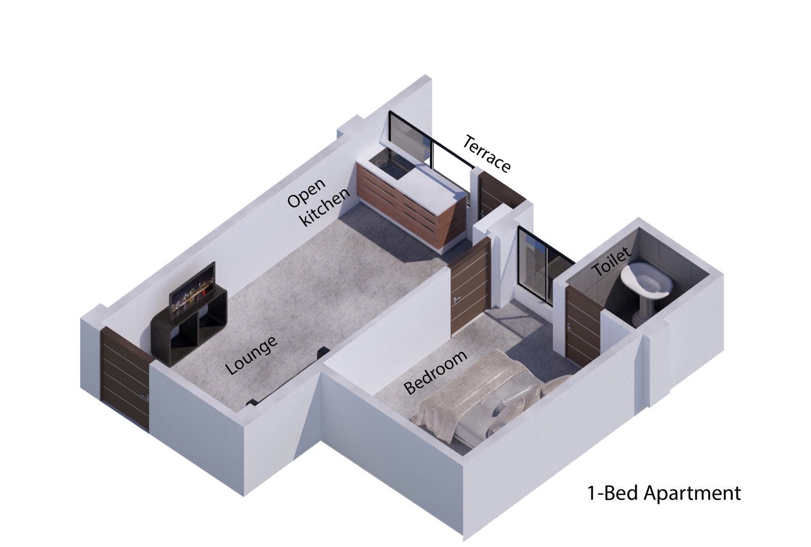 One-bed 454 sq ft